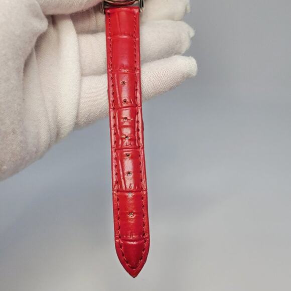 Disney Tinker Bell Holiday Quartz Watch Silver Red Leather - Picture 6 of 14